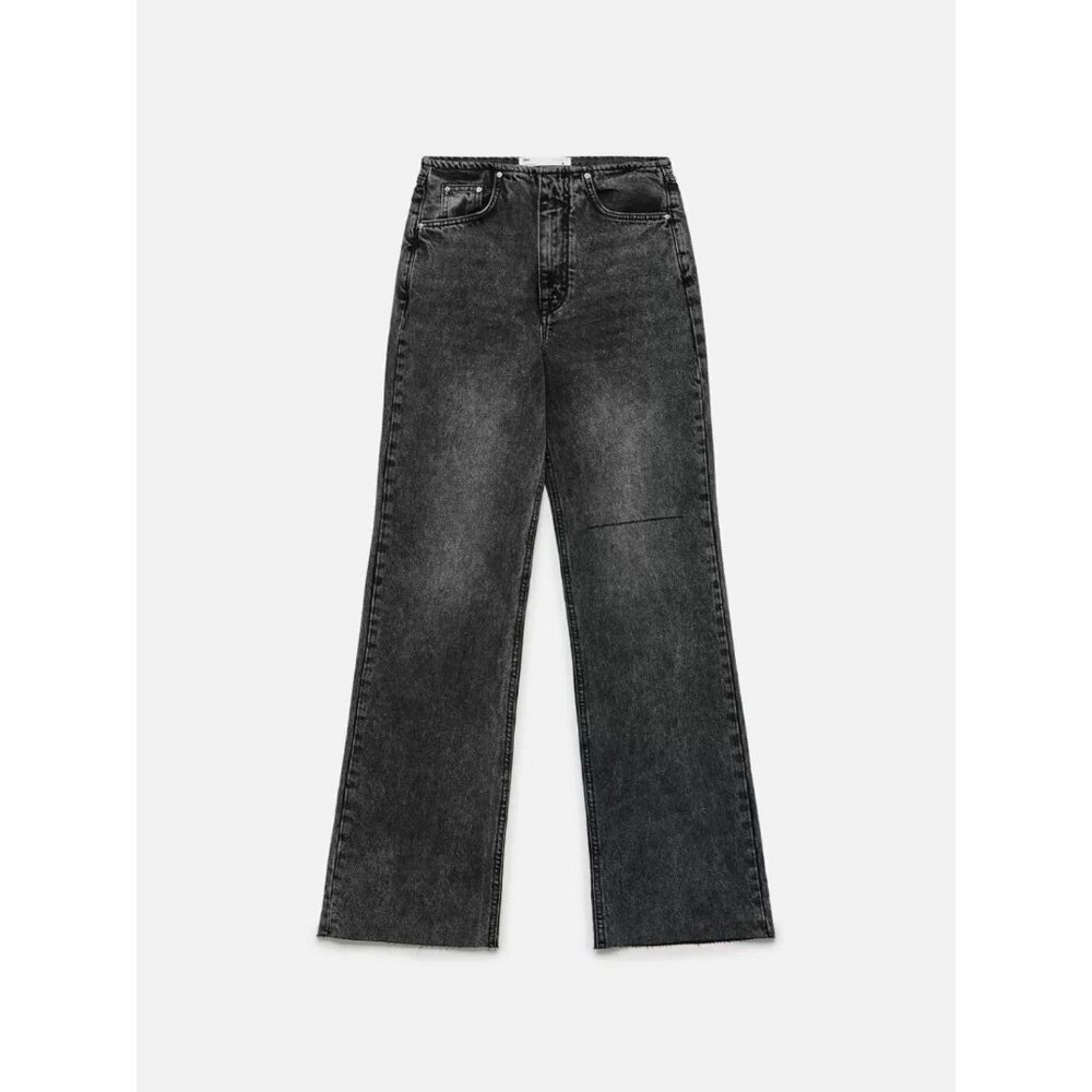 High-Waisted Black Wide-Leg Jeans For Women Size M Cotton Blend